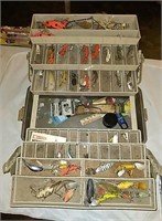 Tackle box full of lures and assortment of other