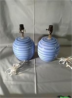 Pair Of Blue Lamps 
13" High Tested And Work