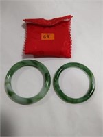 Green Jade Bracelets 2-3/16 " & 2-1/14 "