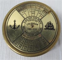 Vintage Brass 50 Year Calendar 1986-2035 Nautical