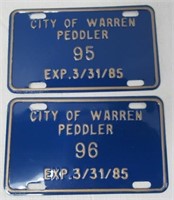 Sweet (2) Piece Lot of City of Warren Peddler