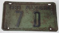1938 Michigan Dealer License Plate.