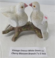 Vintage Enesco White Doves on Cherry Blossom