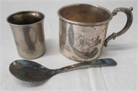 (2) Sterling Cups & Sterling Spoon.