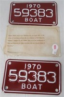 1970 Michigan Boat License Plate.
