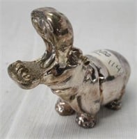 Sterling Silver Overlay Hippo. Measures: 2.5"