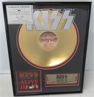 KISS "Alive II" Gold Record with Certificate of