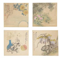 Group of 4 Leaf Album Paintings given to Shaomei