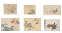 Group of 6 Chinese Leaf Album Paintings of Fruit