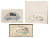 Group of 3 Chinese Fan Paintings