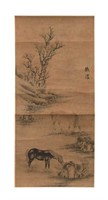 Chinese Painting of 2 Horses Attrib. Qian Feng