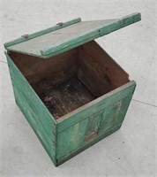 Green wooden egg crate