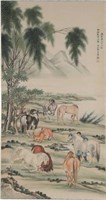 Chinese Painting of 8 Horses by Ma Jin