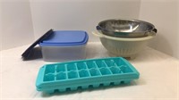 Kitchen strainers, ice cube trays and containers