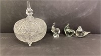 Cute Pinwheel crystal candy dish, two small glass