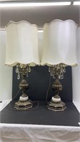 Two large tabletop lamps. Both 34 inches tall