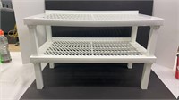 Two tier shoe rack. Measures 24x12x15 inches