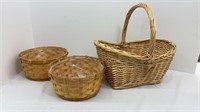 Three wicker baskets