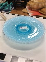 Fenton ruffled blue glass