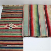Antique Striped Wool Mexican Serape Blanket &