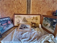 3D framed fabric scene of horses