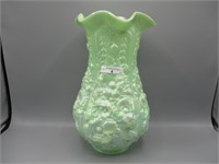 Fenton Poppy SHow vase- green opaque