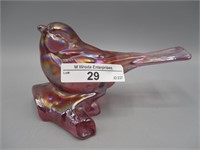 Fenton pink carnival Bird on branch