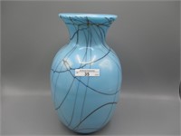 Fenton / Barber 11" blue trailing vine vase