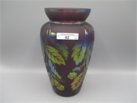 Fenton/ Rawson sand carved favrene 9" vase