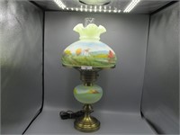 Fenton HP Table lamp w/ farm scene-