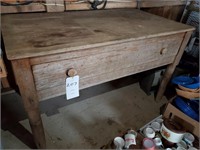 Antique pine table with large drawer
