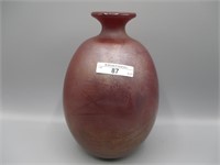 Barber Fetty 9" Heart & Vine vase in red irid.'76