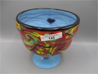 Fetty 8 x 7" Mosaic bowl w/ blue Heart & Vine int