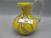 1976 Barber Fetty 5" yellow w/brown vining pitcher