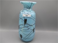 Barber Fetty 10" blue custard Hanging Heart vase
