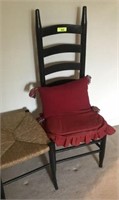 LADDER BACK CHAIR AND RUSH BOTTOM FOOT STOOL