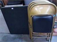 Card table and 4 gold chairs