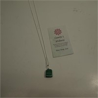 Malachite Crystal Silver Chain Necklace