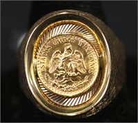 14kt. YELLOW GOLD ANTIQUE 2-PESO COIN RING