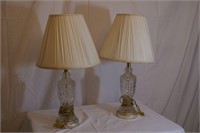 Pair of Vintage Cut Glass Lamps