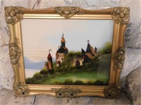 GREAT ANTIQUE REVERSE PAINTING ON GLASS