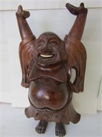 CARVED WOODEN STATUE OF FAT AND HAPPY BUDDHA