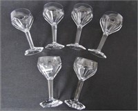 SUITE OF SIX CRYSTAL CORDIAL GLASSES