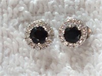 Sterling Silver Diamond and Sapphire Earrings