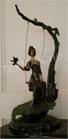 Louis Justin Icart Bronze Lady on Swing w/ Patina