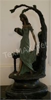 Louis Justin Icart Bronze Lady Bench w/ Patina 22"