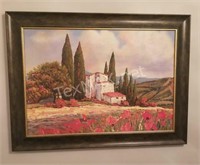 33x24in Framed Villa Painting