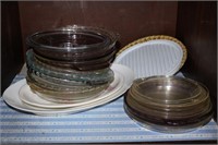 GLASS PIE PLATES, SERVING DISHES ,ETC.