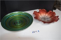 Two Colorful Art Glass Bowls