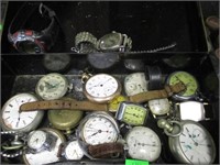 TIN OF WATCHES & POCKETWATCHES